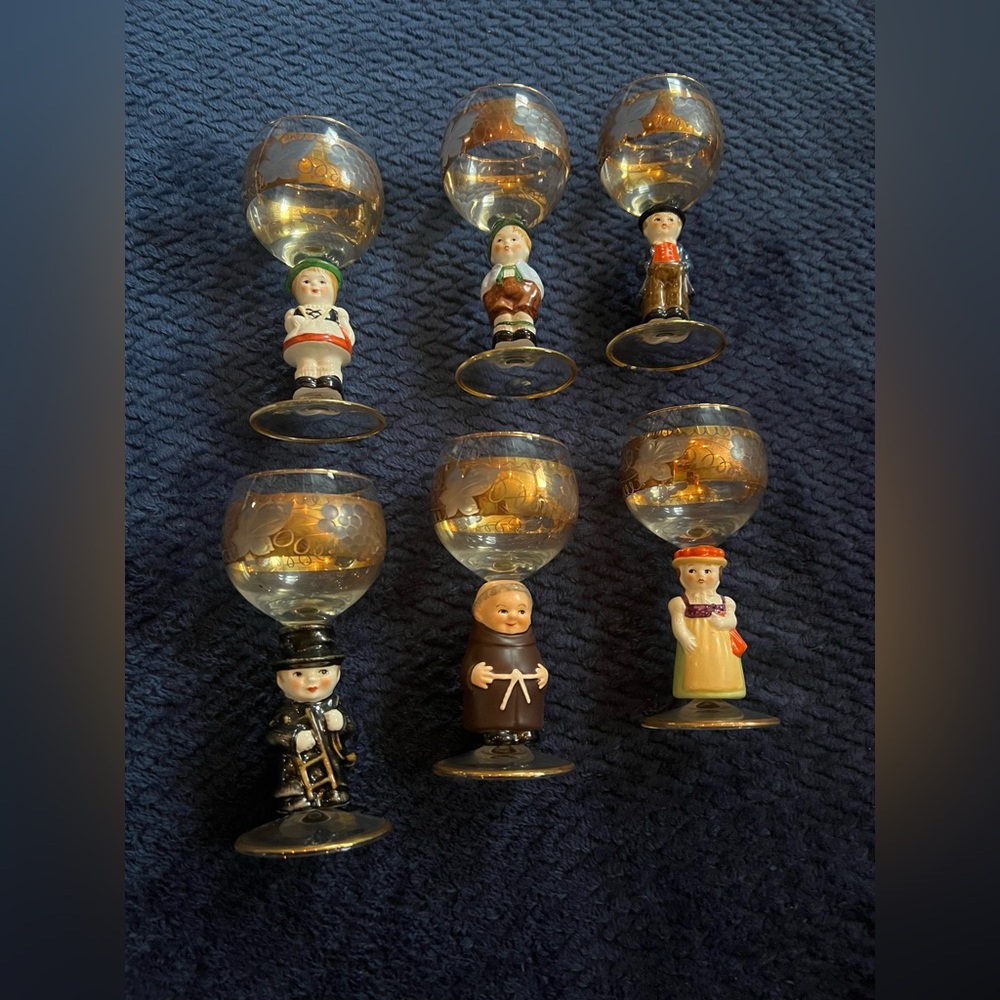 Vintage Goebel German stemmed wine glass/ goblet set of 6